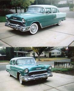 1955 CHEVY BEL AIR.....VERY CLEAN - $9900 I am selling a 1955 Chevy Bel air. Heres a little info about the car: 
<br />
<br />-6 cylinder 
<br />-Mint green/light blue paint 
<br />-4 door 
<br />-All original parts 
<br />
<br />All in all, the car runs very good. 
<br />This item has been pos